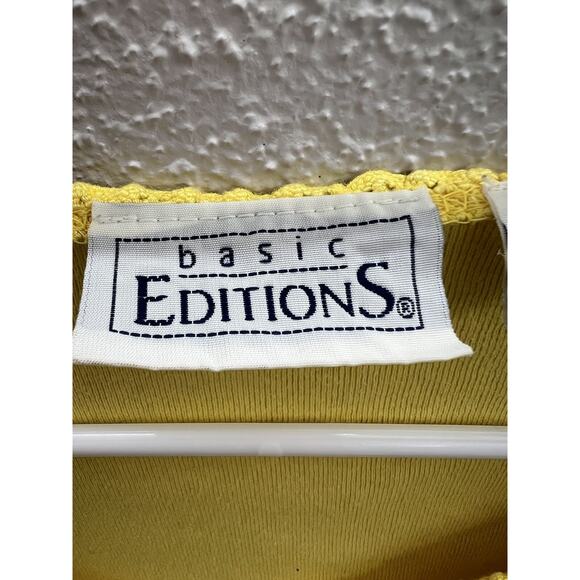 Basic Editions Womens Shirt Size Medium Yellow Solid Short Sleeve V-Neck - Picture 4 of 10